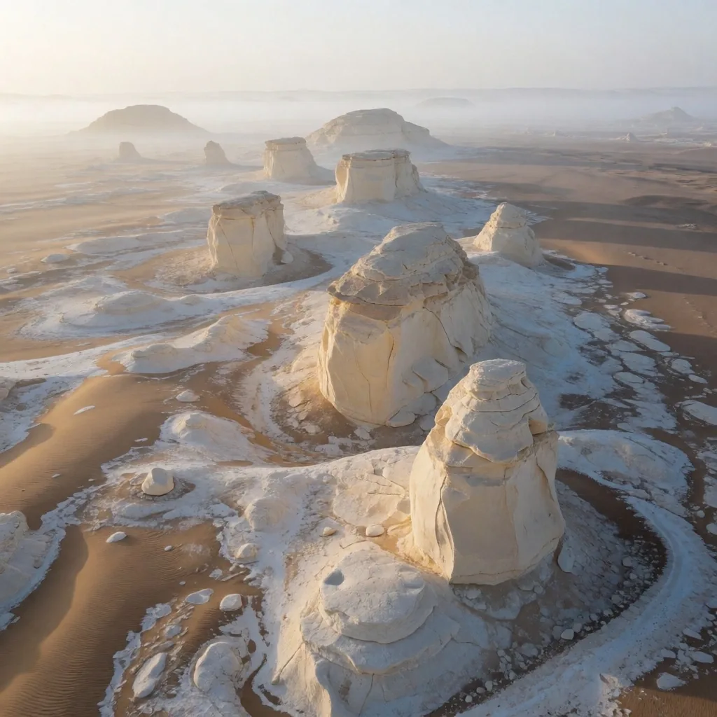 Salt-crusted oasis edge at dawn in the western desert