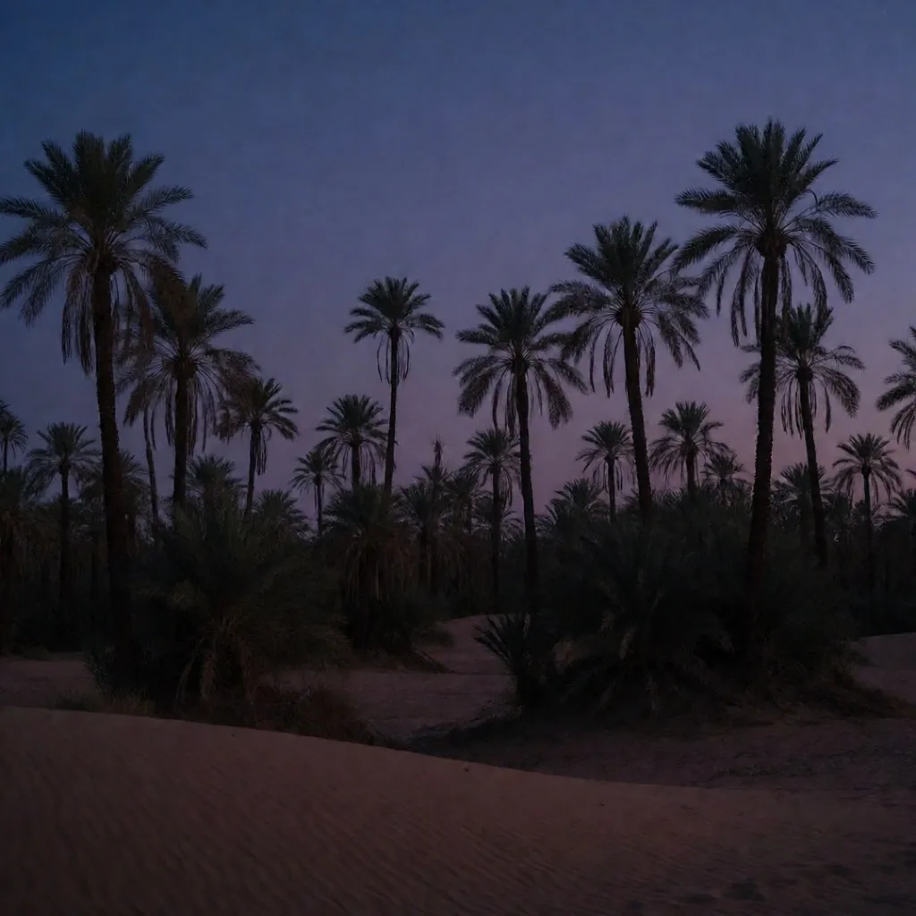 Palm trees against a dusk sky in Egypt