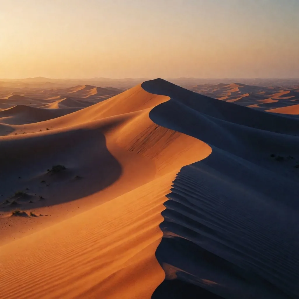 Golden hour over the high dunes of the Great Sand Sea